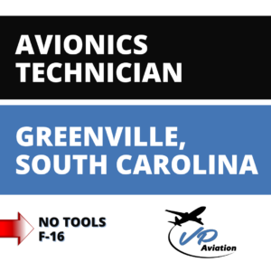 Avionics Technician Greenville SC job graphic for VP Aviation with competitive pay.