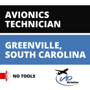 Avionics Technician Greenville SC job graphic for VP Aviation with competitive pay.