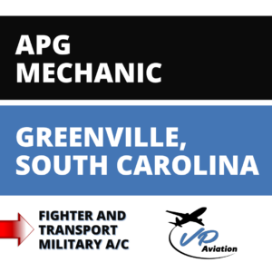 APG Mechanic Greenville SC job graphic for VP Aviation with weekly pay.